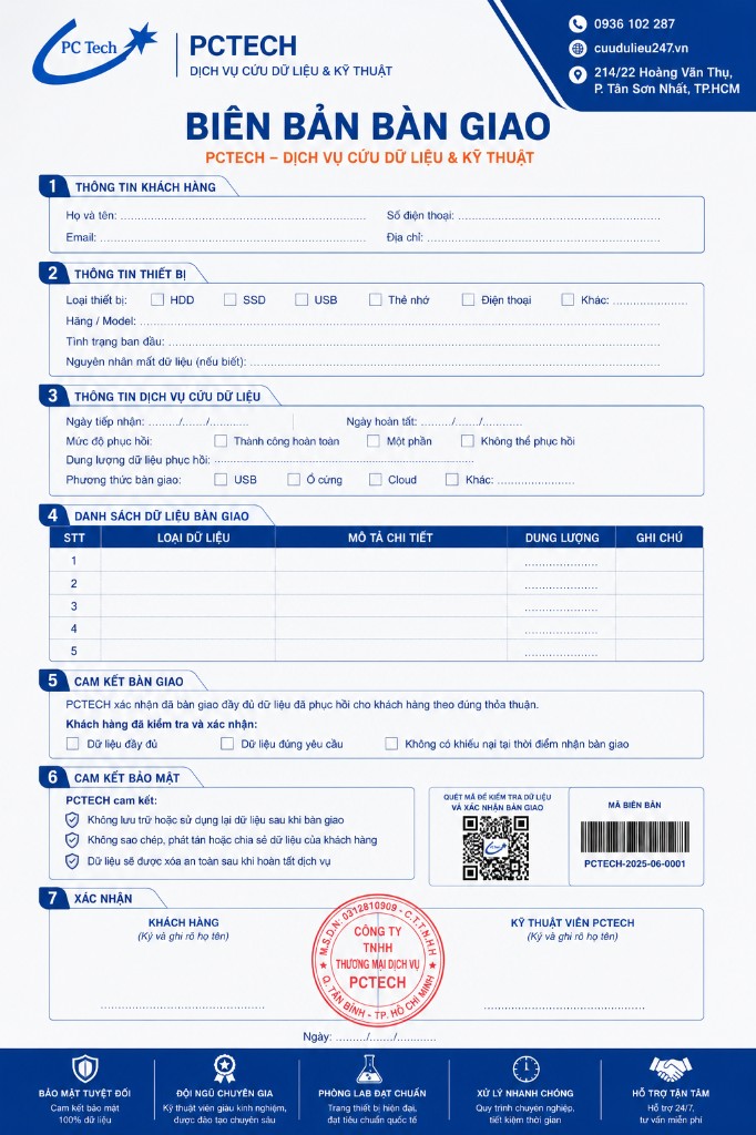 Biên bản bàn giao chi tiết PCTech