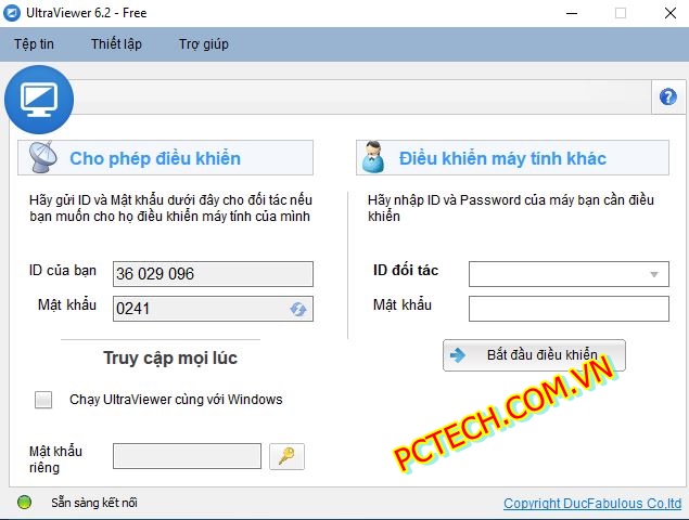 Giao diện phần mềm UltraViewer - bấm để tải về