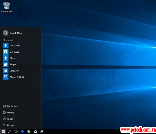 Cách thu gọn menu trên Win 10