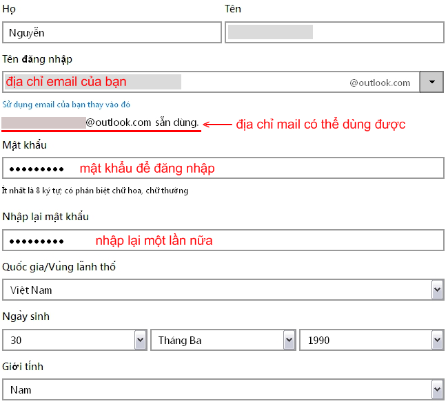 Tạo tài tài khoản đăng ký HotMail, Outlook Tạo tài tài khoản đăng ký HotMail
