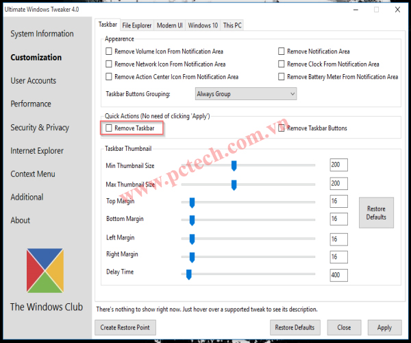 Công cụ tùy chỉnh "All in One" trên Win 10