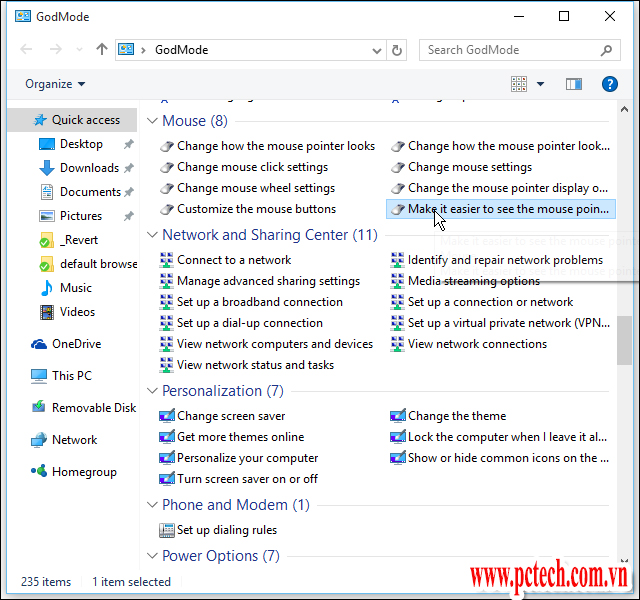 Cách mở thư mục GodMode trên Windows 10