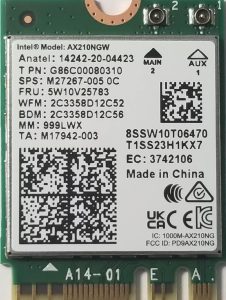 Card Wi-Fi 6E Intel AX210NGW M.2 2230