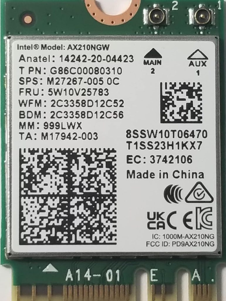 Card Wi-Fi 6E Intel AX210NGW M.2 2230
